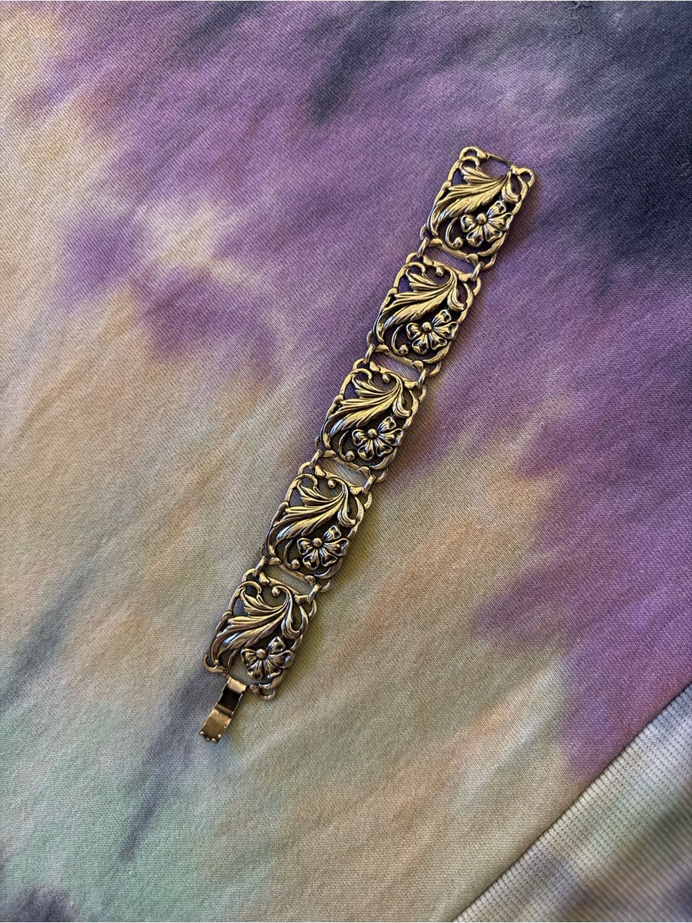 Vintage Signed Danecraft  Filigree Floral Link Bracelet
